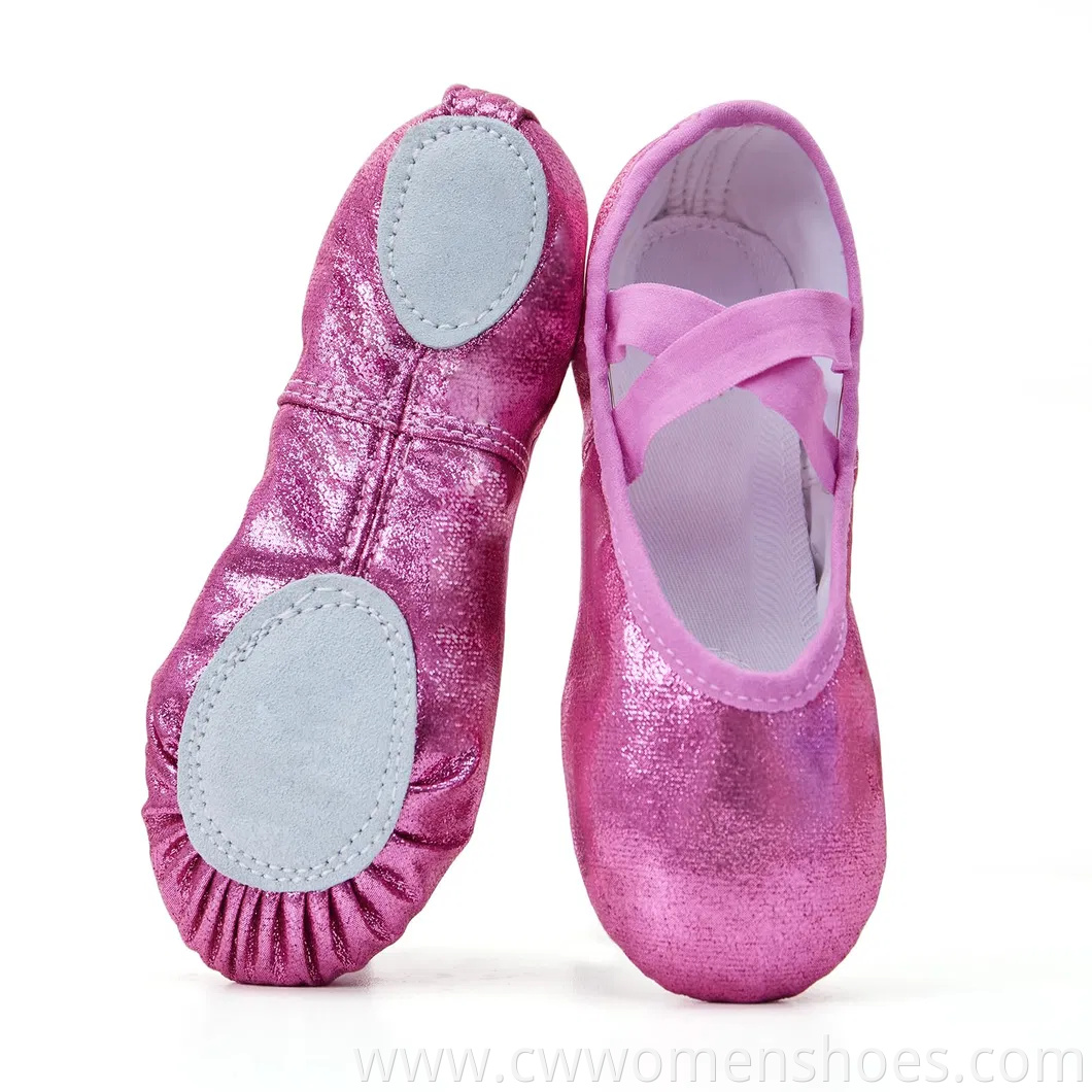 Girls Ballet Shoes for Girls Split-Sole Toddler Glitter Flats for Kids Dance